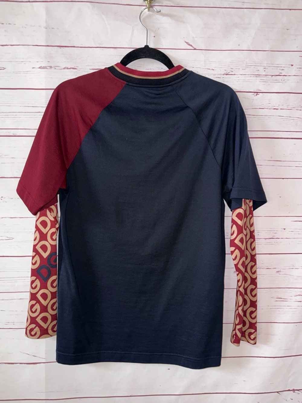 NWT DOLCE & GABBANA Royal Long Sleeve Layer Top Blue Red Millennials Size 40 S - Picture 3 of 8